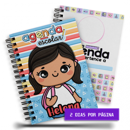 Agenda Escolar Menina | 2 Dia por página | 1/1 - 200 Páginas